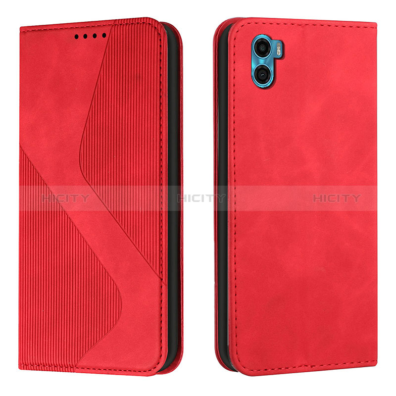 Funda de Cuero Cartera con Soporte Carcasa H07X para Motorola Moto E22S Rojo