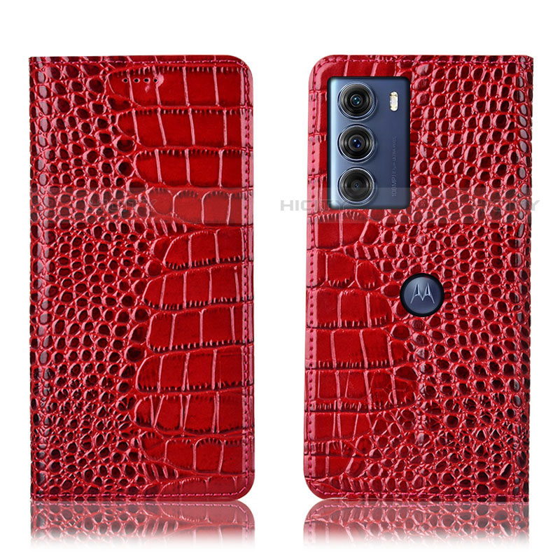 Funda de Cuero Cartera con Soporte Carcasa H08P para Motorola Moto Edge S30 5G Rojo