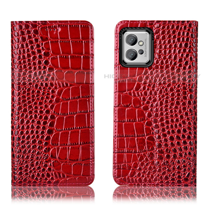 Funda de Cuero Cartera con Soporte Carcasa H08P para Motorola Moto G32 Rojo