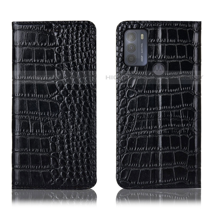 Funda de Cuero Cartera con Soporte Carcasa H08P para Motorola Moto G50 Negro