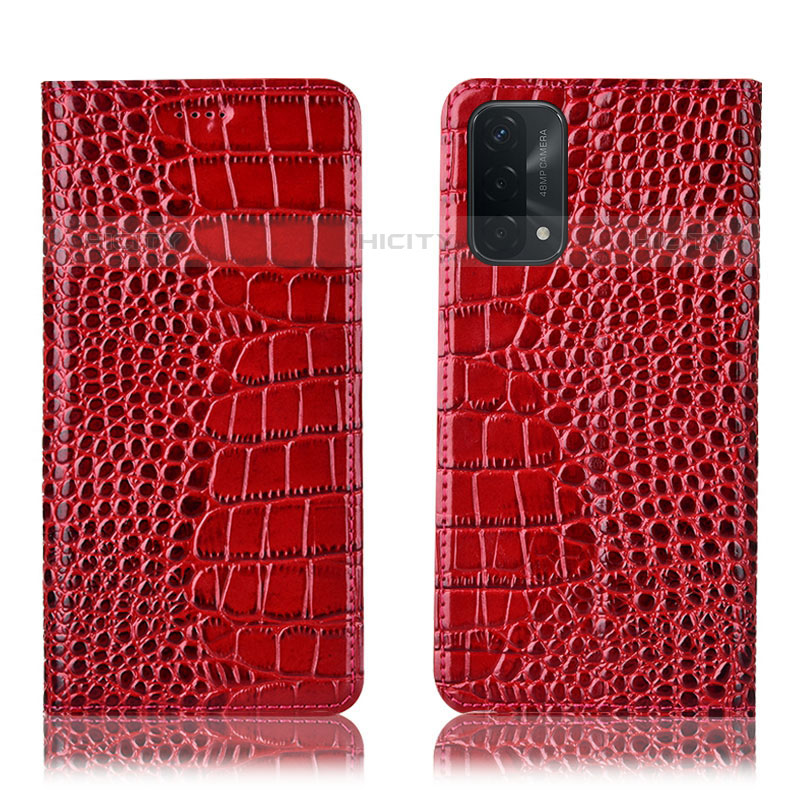 Funda de Cuero Cartera con Soporte Carcasa H08P para OnePlus Nord N200 5G Rojo