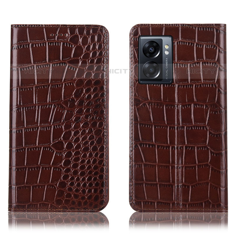 Funda de Cuero Cartera con Soporte Carcasa H08P para OnePlus Nord N300 5G Marron