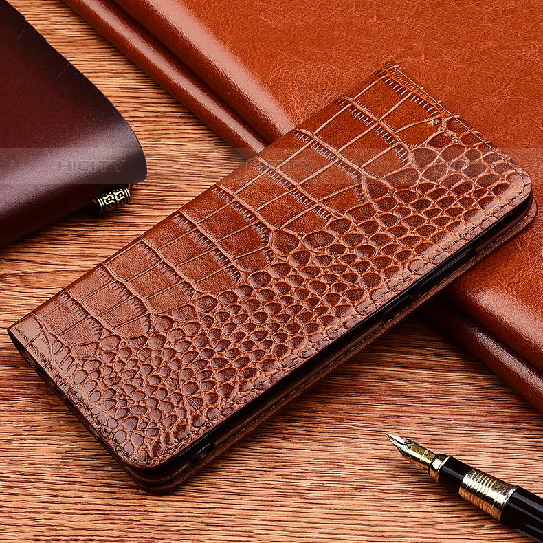 Funda de Cuero Cartera con Soporte Carcasa H08P para Oppo A53s Marron Claro