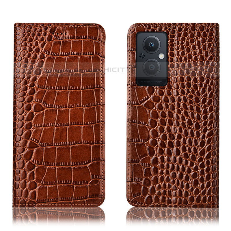 Funda de Cuero Cartera con Soporte Carcasa H08P para Oppo F21s Pro 5G Marron Claro