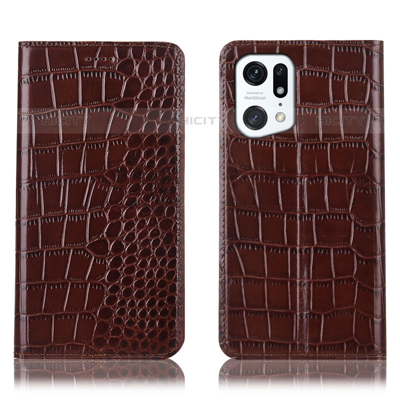 Funda de Cuero Cartera con Soporte Carcasa H08P para Oppo Find X5 Pro 5G