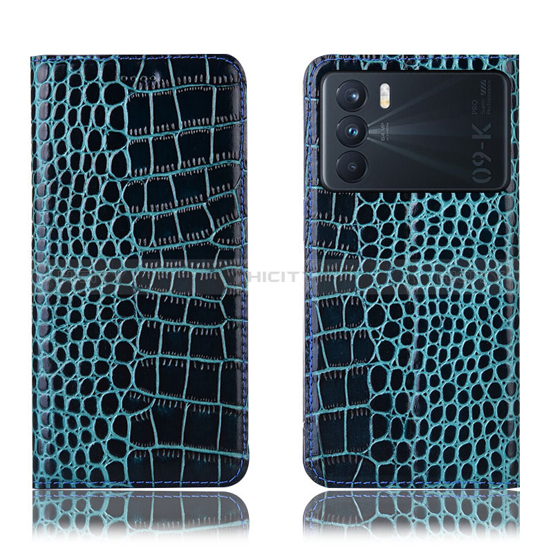 Funda de Cuero Cartera con Soporte Carcasa H08P para Oppo K9 Pro 5G Azul