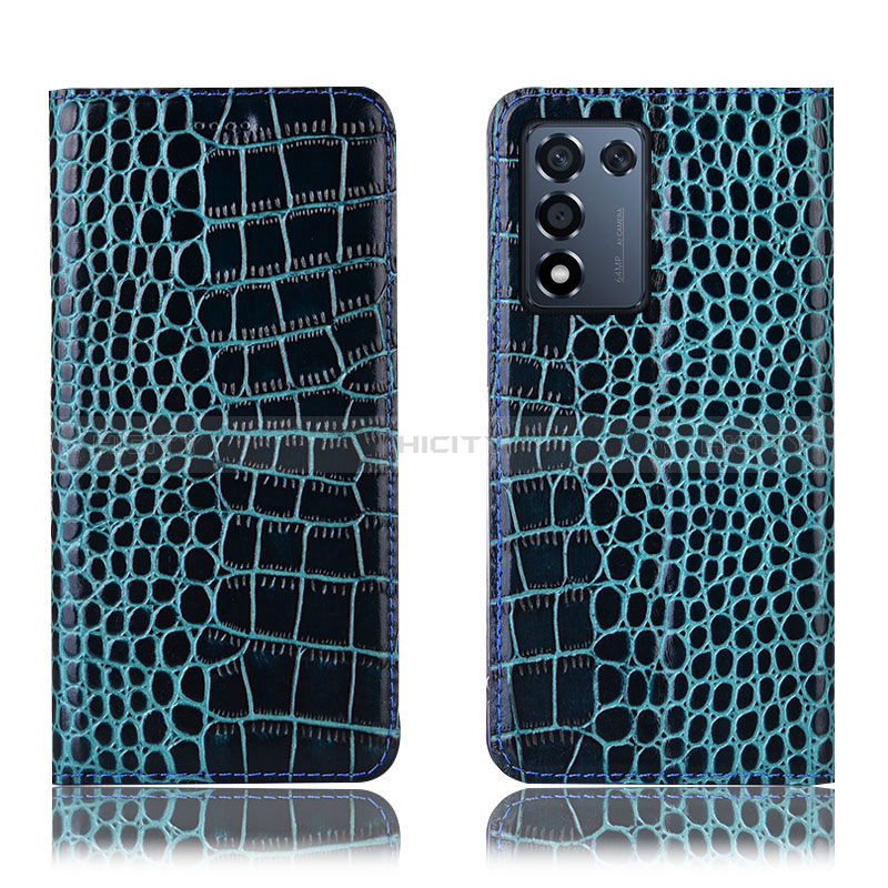 Funda de Cuero Cartera con Soporte Carcasa H08P para Oppo K9S 5G Azul