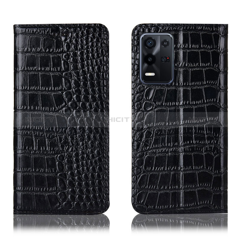 Funda de Cuero Cartera con Soporte Carcasa H08P para Oppo K9X 5G Negro