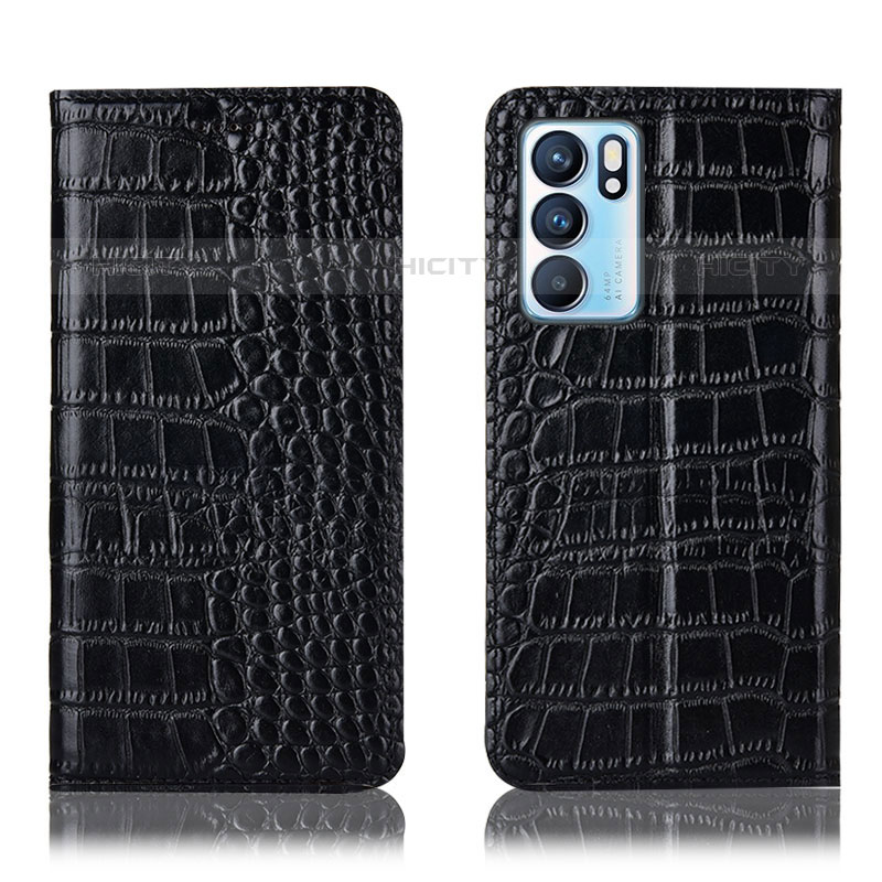 Funda de Cuero Cartera con Soporte Carcasa H08P para Oppo Reno6 5G