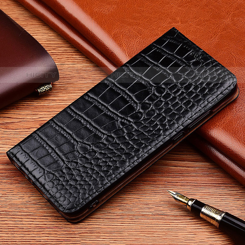 Funda de Cuero Cartera con Soporte Carcasa H08P para Oppo Reno6 Z 5G Negro