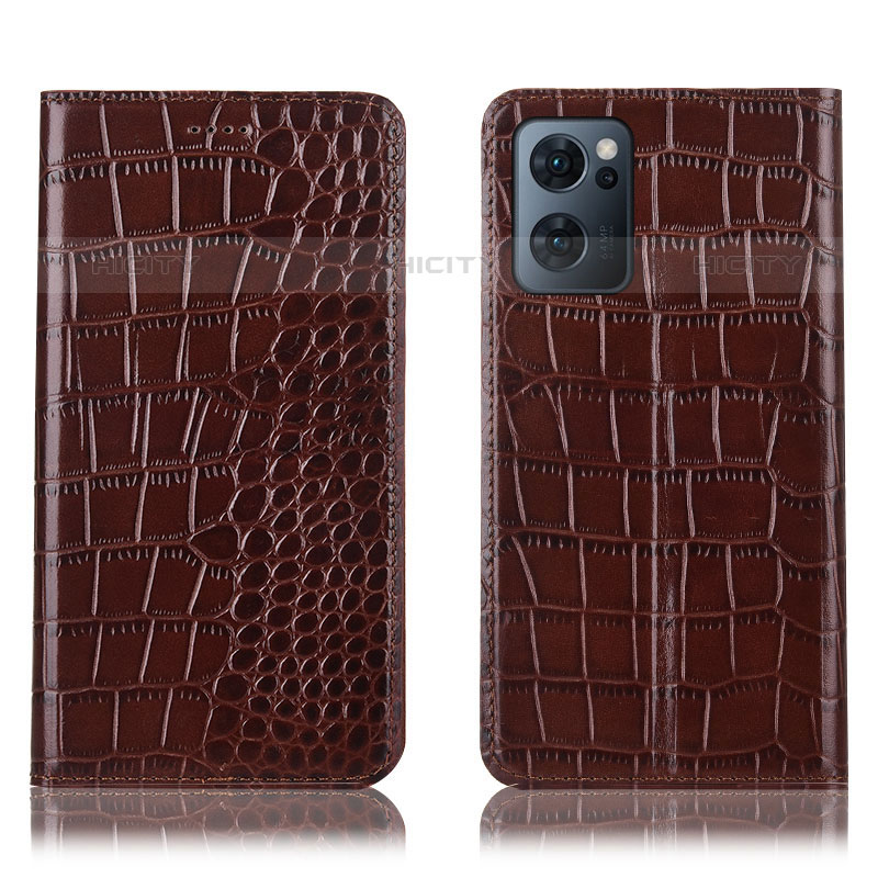 Funda de Cuero Cartera con Soporte Carcasa H08P para Oppo Reno7 5G