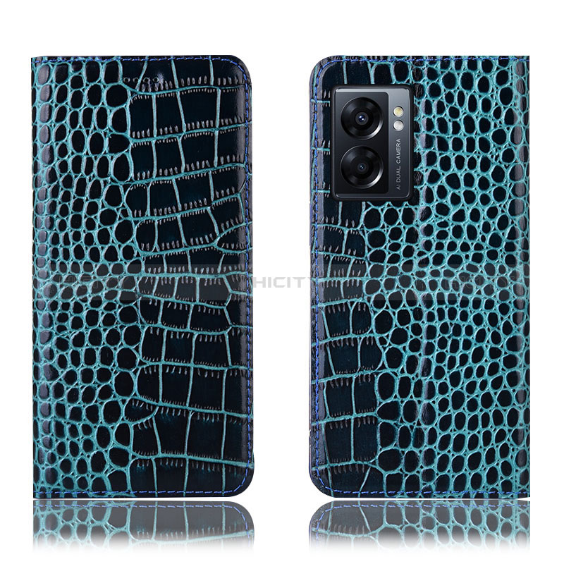 Funda de Cuero Cartera con Soporte Carcasa H08P para Realme Q5i 5G Azul