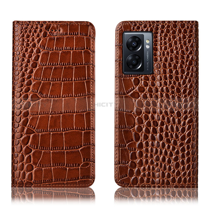 Funda de Cuero Cartera con Soporte Carcasa H08P para Realme V23i 5G Marron Claro