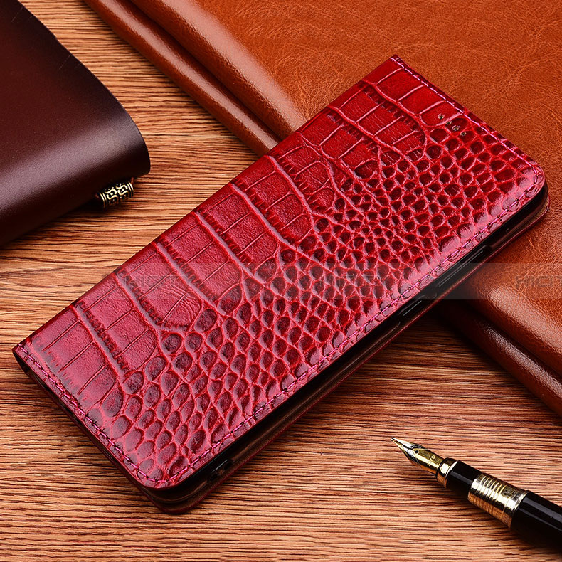 Funda de Cuero Cartera con Soporte Carcasa H08P para Samsung Galaxy A22 5G Rojo