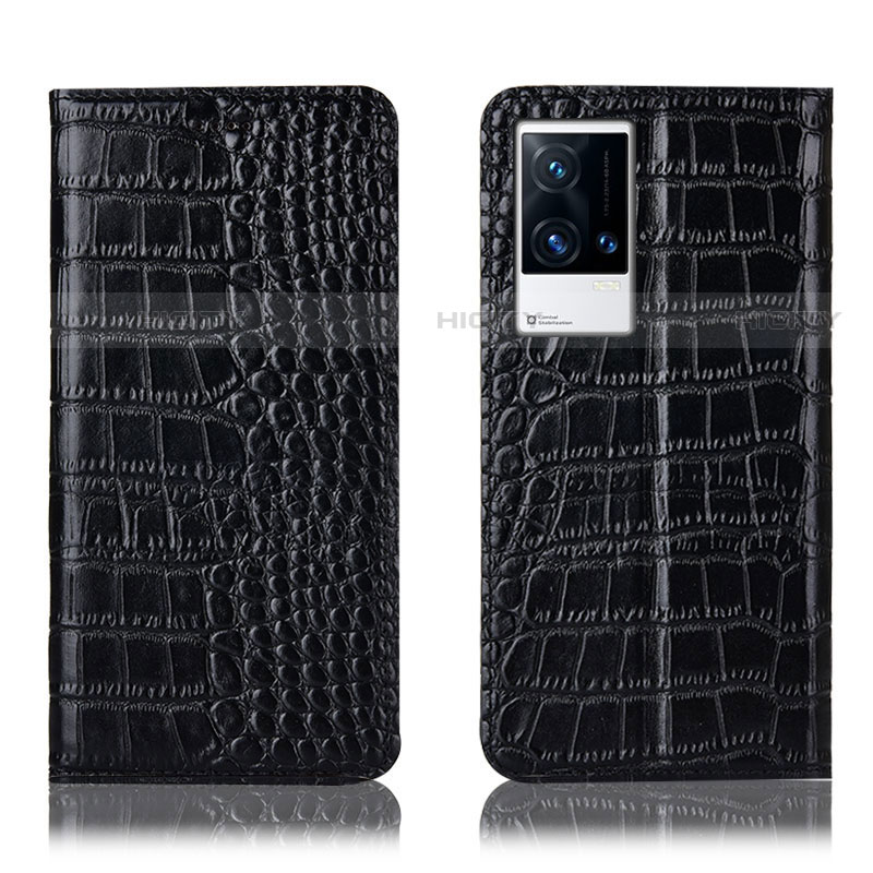 Funda de Cuero Cartera con Soporte Carcasa H08P para Vivo iQOO 8 Pro 5G Negro