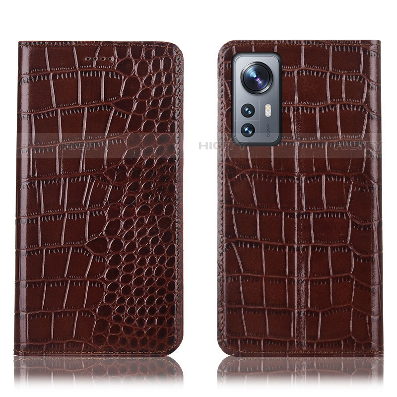 Funda de Cuero Cartera con Soporte Carcasa H08P para Xiaomi Mi 12 Pro 5G Marron