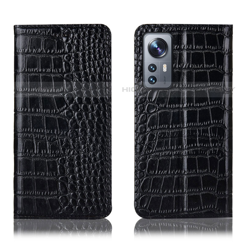 Funda de Cuero Cartera con Soporte Carcasa H08P para Xiaomi Mi 12 Pro 5G Negro