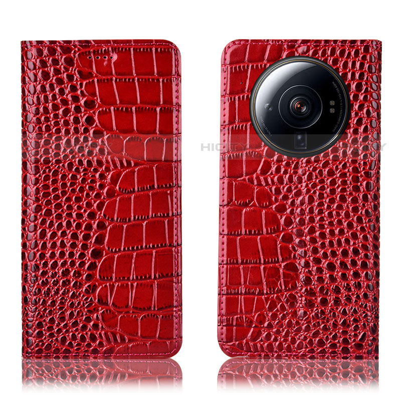 Funda de Cuero Cartera con Soporte Carcasa H08P para Xiaomi Mi 12 Ultra 5G Rojo