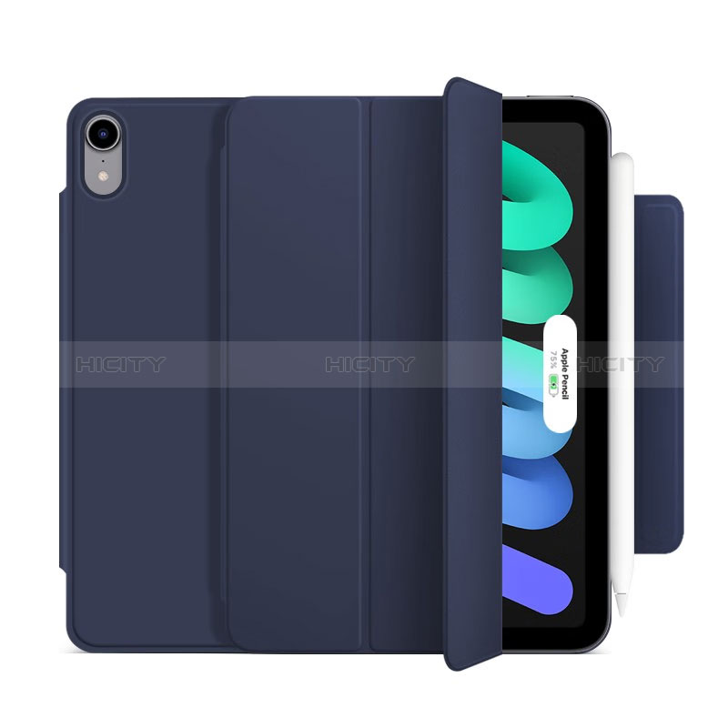 Funda de Cuero Cartera con Soporte Carcasa H09 para Apple iPad Mini 6 Azul