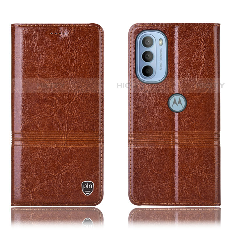 Funda de Cuero Cartera con Soporte Carcasa H09P para Motorola Moto G41 Marron Claro