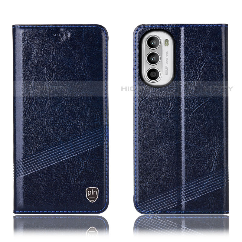 Funda de Cuero Cartera con Soporte Carcasa H09P para Motorola MOTO G52 Azul