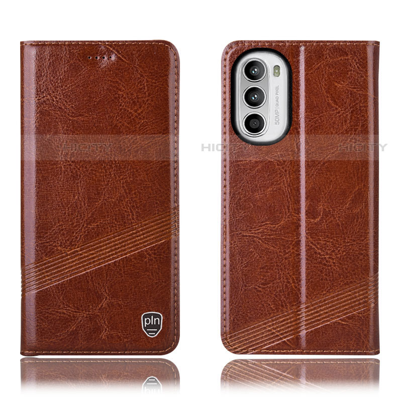 Funda de Cuero Cartera con Soporte Carcasa H09P para Motorola Moto G82 5G Marron Claro