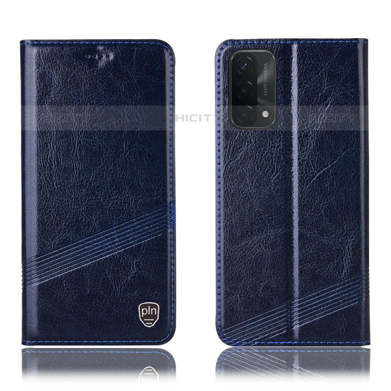 Funda de Cuero Cartera con Soporte Carcasa H09P para Oppo A93 5G Azul