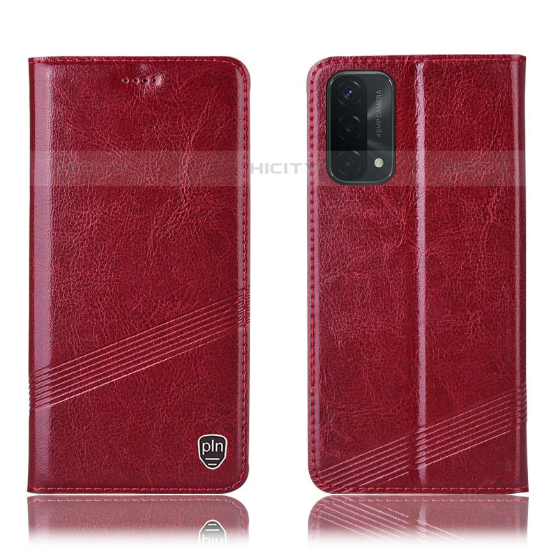 Funda de Cuero Cartera con Soporte Carcasa H09P para Oppo A93 5G Rojo