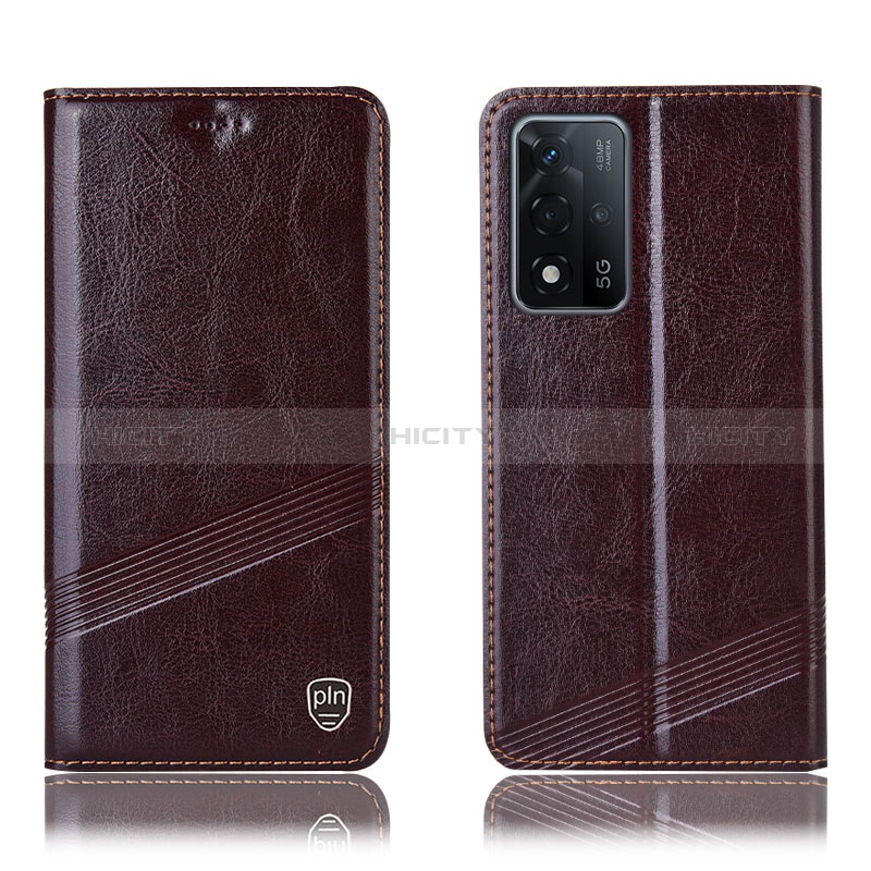 Funda de Cuero Cartera con Soporte Carcasa H09P para Oppo A93s 5G Marron