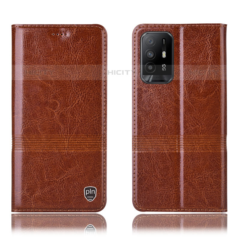 Funda de Cuero Cartera con Soporte Carcasa H09P para Oppo A95 5G Marron Claro