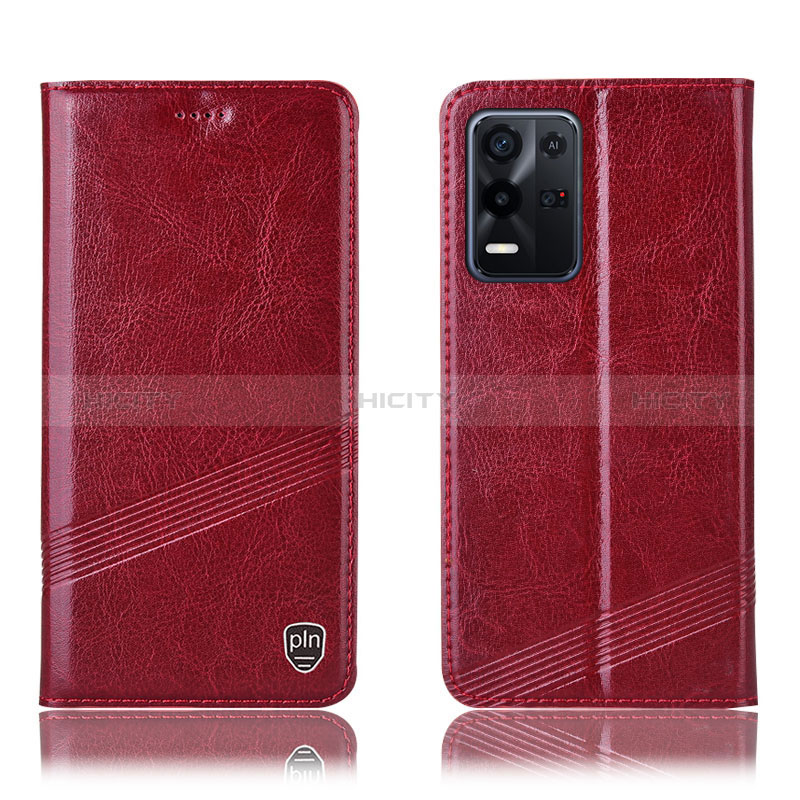 Funda de Cuero Cartera con Soporte Carcasa H09P para Oppo K9X 5G Rojo