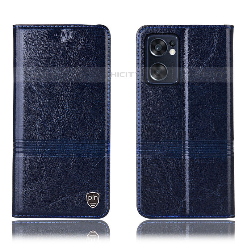 Funda de Cuero Cartera con Soporte Carcasa H09P para Oppo Reno7 SE 5G Azul