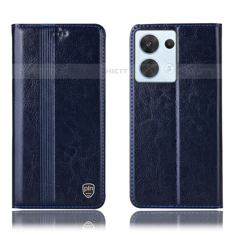 Funda de Cuero Cartera con Soporte Carcasa H09P para Oppo Reno9 5G Azul