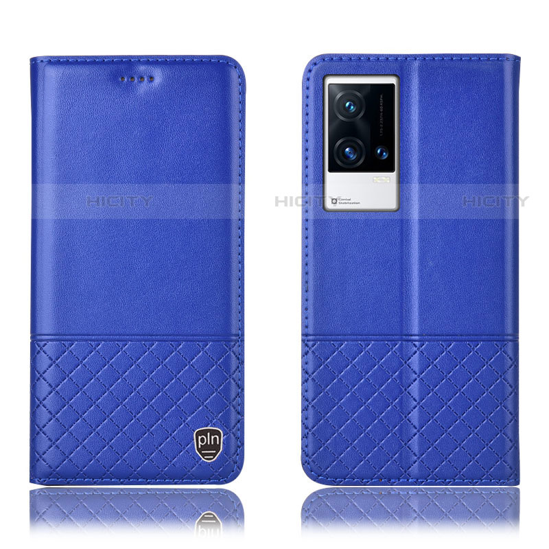 Funda de Cuero Cartera con Soporte Carcasa H09P para Vivo iQOO 8 5G Azul