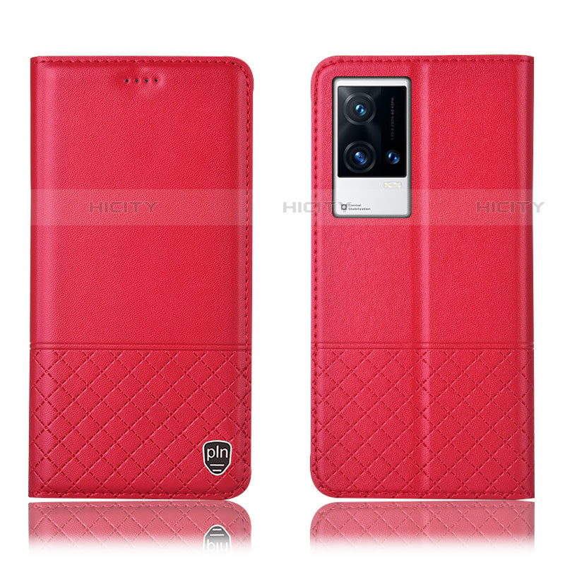 Funda de Cuero Cartera con Soporte Carcasa H09P para Vivo iQOO 8 5G Rojo