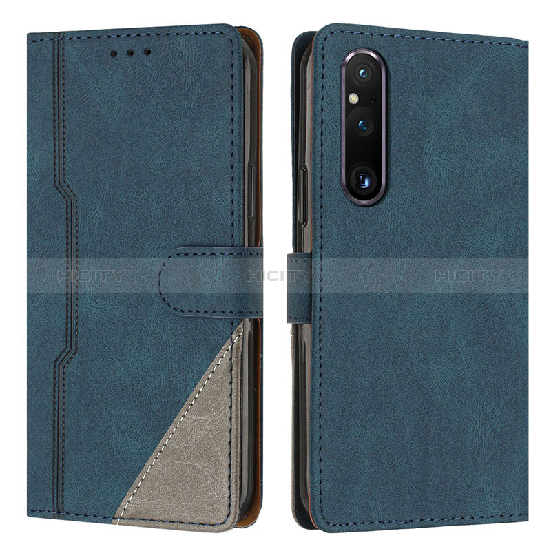 Funda de Cuero Cartera con Soporte Carcasa H09X para Sony Xperia 1 V Azul