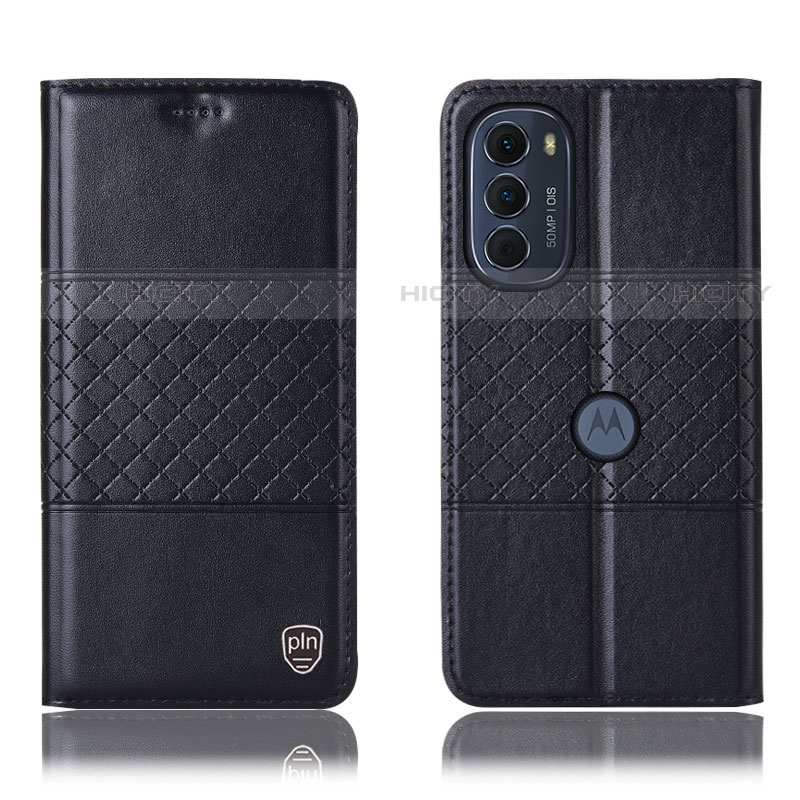 Funda de Cuero Cartera con Soporte Carcasa H10P para Motorola Moto Edge (2022) 5G Negro