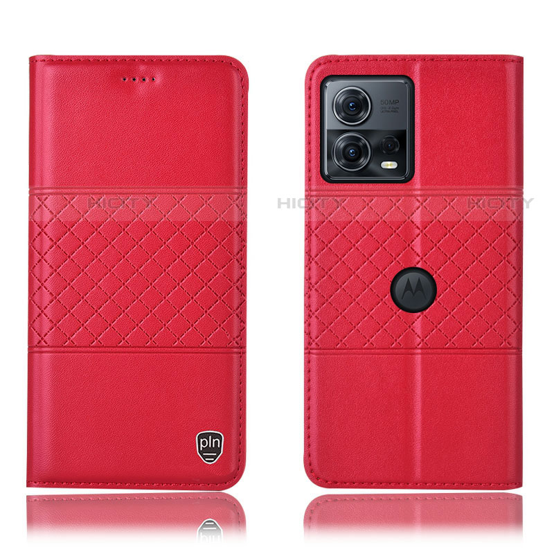 Funda de Cuero Cartera con Soporte Carcasa H10P para Motorola Moto Edge 30 Fusion 5G Rojo