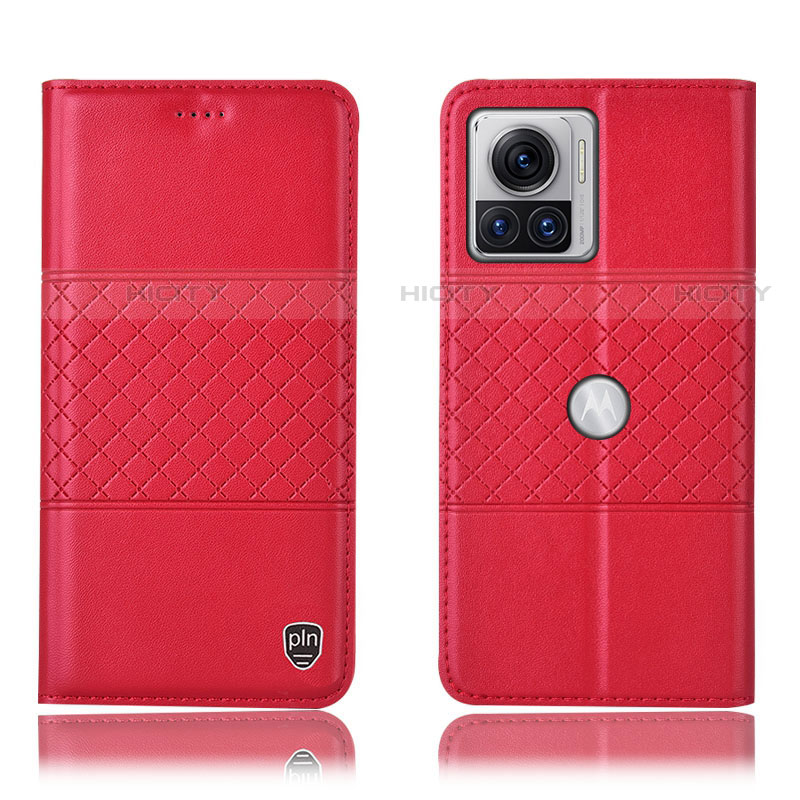 Funda de Cuero Cartera con Soporte Carcasa H10P para Motorola Moto Edge 30 Ultra 5G Rojo