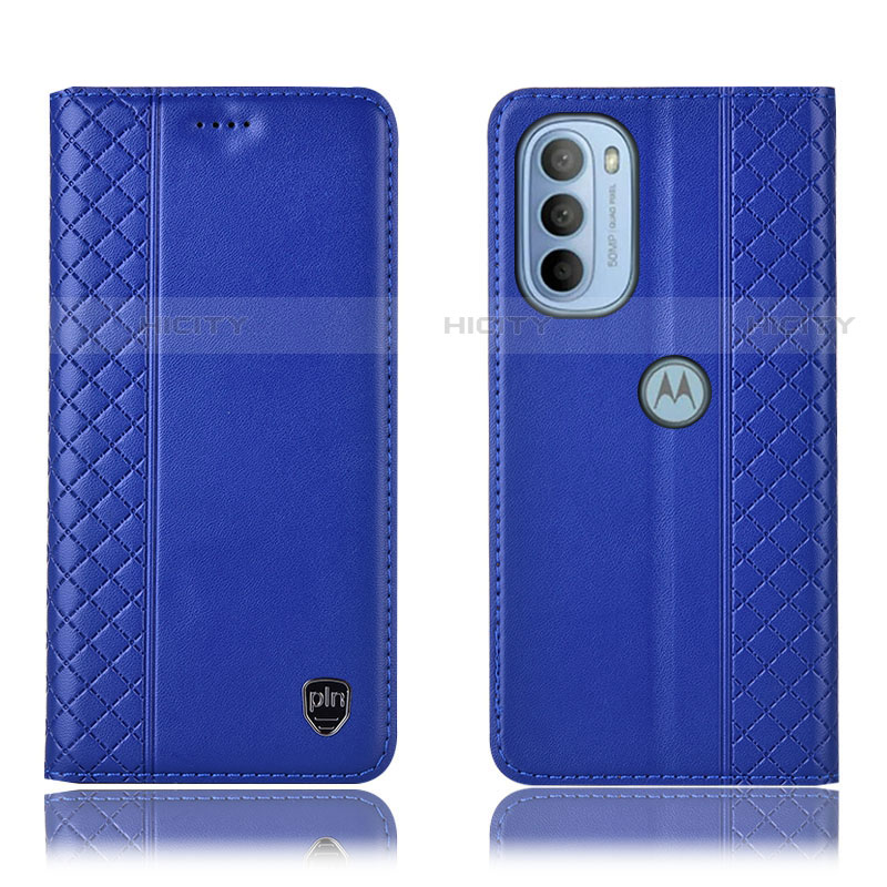 Funda de Cuero Cartera con Soporte Carcasa H10P para Motorola Moto G31 Azul