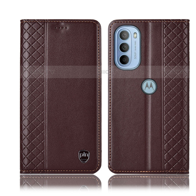 Funda de Cuero Cartera con Soporte Carcasa H10P para Motorola Moto G41 Marron