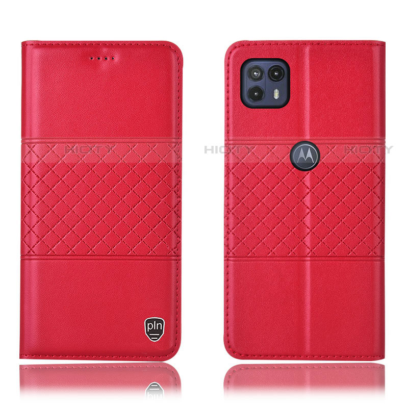 Funda de Cuero Cartera con Soporte Carcasa H10P para Motorola Moto G50 5G Rojo