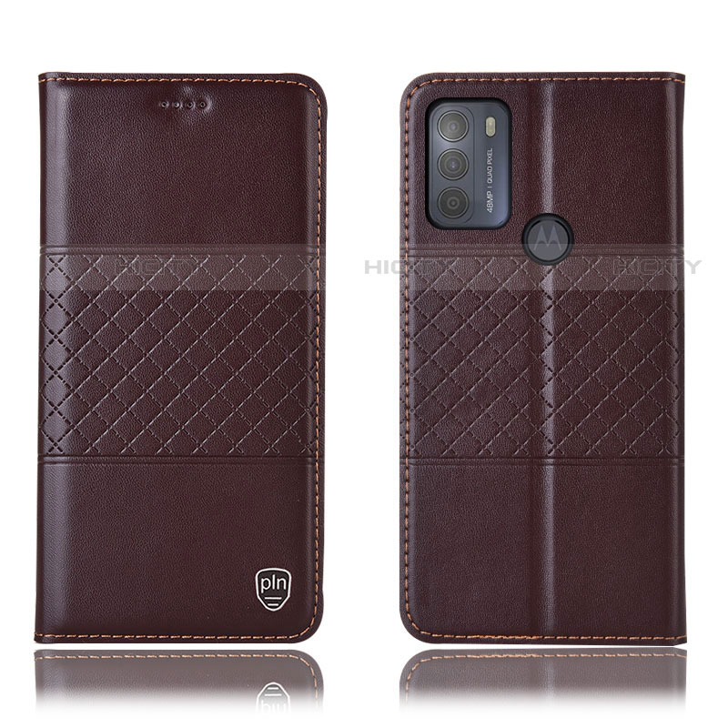 Funda de Cuero Cartera con Soporte Carcasa H10P para Motorola Moto G50 Marron