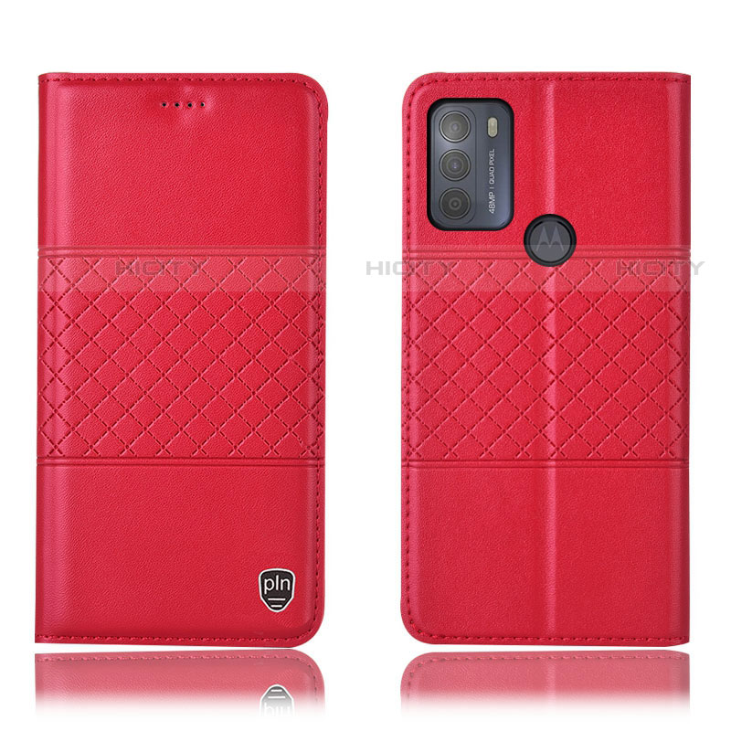 Funda de Cuero Cartera con Soporte Carcasa H10P para Motorola Moto G50 Rojo