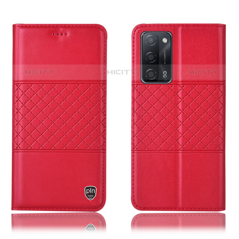 Funda de Cuero Cartera con Soporte Carcasa H10P para Oppo A53s 5G Rojo