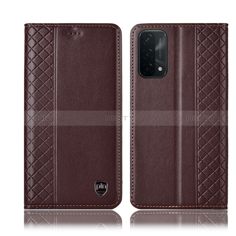 Funda de Cuero Cartera con Soporte Carcasa H10P para Oppo A54 5G Marron