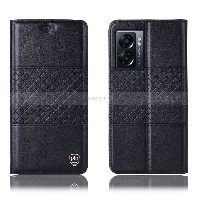 Funda de Cuero Cartera con Soporte Carcasa H10P para Oppo A56S 5G Negro