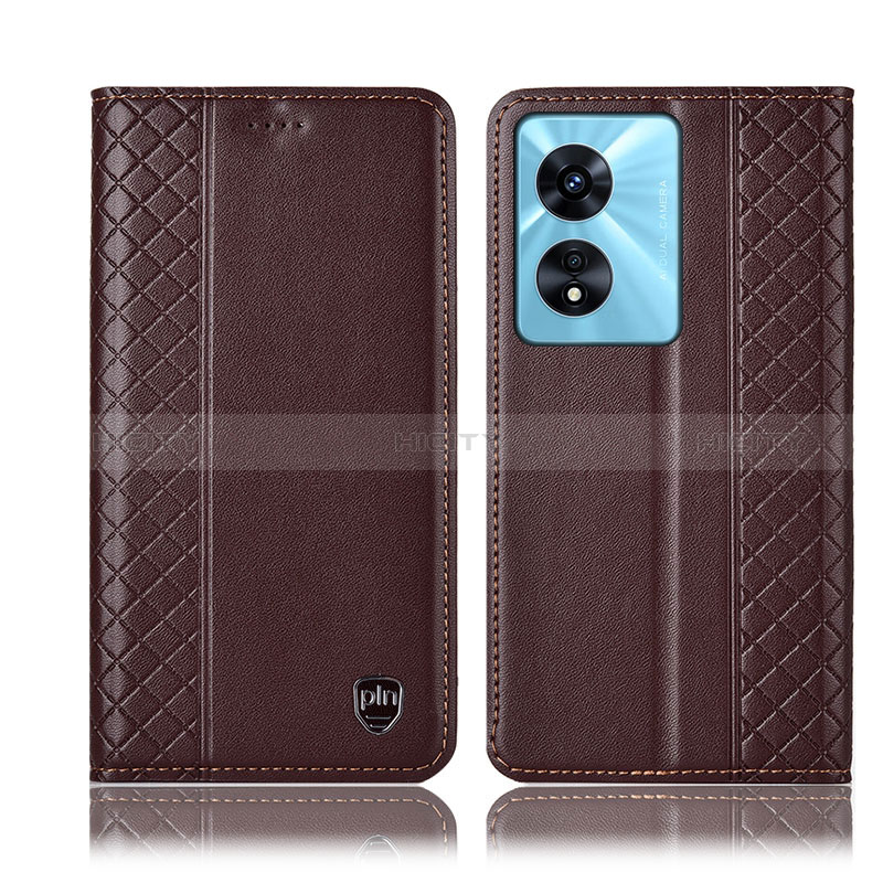 Funda de Cuero Cartera con Soporte Carcasa H10P para Oppo A78 4G Marron