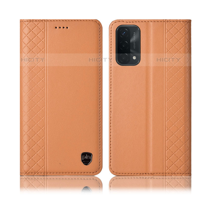 Funda de Cuero Cartera con Soporte Carcasa H10P para Oppo A93 5G Naranja