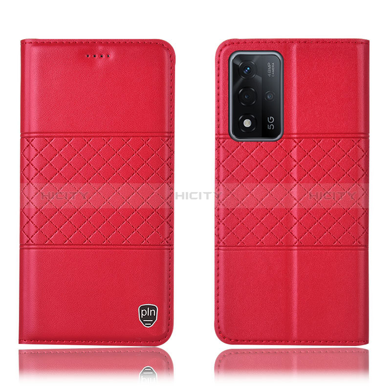 Funda de Cuero Cartera con Soporte Carcasa H10P para Oppo A93s 5G Rojo